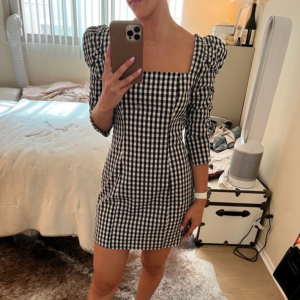 Mini black and white checkered dress